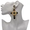 Nieuwe Collectie Vintage Zwart Crystal Cross Drop Earrings for Women Baroque Bohemian Large Long Oorbellen Sieraden Brincos