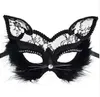 19 * 8cm 폭스 마스크 섹시한 레이스 고양이 마스크 PVC 검은 백인 여성 베네치아 가장 무도회 공 파티 마스크 공연 재미 마스크