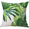 Housse de coussin imprimée plantes vertes d'été, taie d'oreiller en lin pour canapé, feuilles vertes, décoration de maison