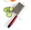 200PCS chip deg vegetabilisk morot blad potatis crinkle vågig cutter skivor rostfritt kök tillbehör verktyg sn1871
