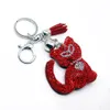 cat couro PU atacado mais recente modelo design animal Porta-chaves com keychain personalidade borla