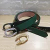 2018 Mens smooth buckle belts metal Designer Black green top quality snake pattern Genuine Leather belt for mens and womens gift