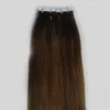 T4 / 27 Loira 8A Adesivo PU Extensões de Cabelo Fita Sem Costura 40 pcs Em Linha Reta Ombre Fita Remy Do Cabelo Humano Remy da pele do cabelo trama Extensão Promoção