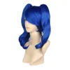 Blue Straight Médio Pigtail Ponytail Mulheres Cosplay Anime Perucas de Cabelo