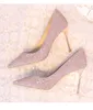 스파클 샴페인 스팽글 치마 결혼식을위한 스팽글 결혼식 신발 슈즈 연회 하이힐 플러스 사이즈 지적 발가락 얕은 신부 신발