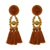 Bohemia Retro National Style Dangle Chandelier Exaggerated Long Tassel Earrings Fashion Colorful Acrylic Beads 10 Colors Wholesale