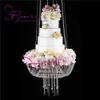 Glass Crystal Chandelier style drape suspended Swing cake stand round 18"