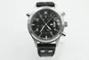 Высококачественные часы Кожаный браслет Pilot Black Dialt Chronograph Quartz Sport 377801 Человек Запястье Мультифункциональный календарь