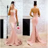 Glamoureuze zeemeermin prom jurken sexy halter roze kant applicaties kralen avond feestjurken prom jurken formele jurken voor vrouwen