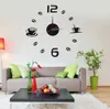 Creative Black 3D DIY Frameless Acrylic Digita Wall Clock Stickers Wall Decoration for Living Room Bedroom Art Restaurant Home Office School