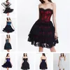 Wechery Women Corset Dresses Steampunk Vintage Corset Lace Up Sexig Off Shoulder Korset Corsage Gothic Corcepet Bröllopsfest