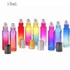 Hot 10ML Roll on Empty Cosmetic Containers Gradient Color Thick Glass Perfume Bottle For Travel Portable