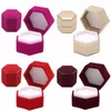 Hexagonal Finger Ring Box Smycken Display Hållare Velvet Ring Förvaring Box Case Container för Ring Örhängen Xmas Present 7Colors WX9-806