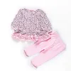 2pcs Infant Baby Girl Clothes Set Kids T-shirt Top+Pants Pink Leopard children's clothing