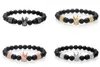 3pcs ensemble bracelet hommes perles de pierre naturelle charme d'or bracelet de luxe mâle hexagone couronne charme tressage bracelets hommes bijoux cadeau 338j