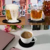 4.3 tum 6st / set Black Round Silicone Drink Coaster Cup Mat Cup Costers Porslin With Holder 60PCS AAA780