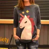 Moda Matka i Córka Ubrania Cartoon Unicorn Drukowanie Z Długim Rękawem Koszulki Topy Wiosna Jesień Dopasowywanie Stroje Family Kids 2-6T S-XL