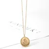 SRCOI Dainty Gold Color Rose Necklace Pendant Round Coin Geometric Chain Choker Necklace Women Party Medallion Fashion Jewelry