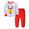 Baby Christmas Home Deskleding Elk Santas Buddy Bear Xmas Dress Uniform Gedrukte lange mouw Boy Girl Clothing Sets Pajama Outfit6774556