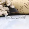 Ny autentisk 925 Sterling Silverörhänge Brilliant Bows With Crystal Stud Earrings for Women Wedding Present Fit Lady Delicate Jewel82048