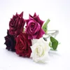 Högkvalitativ sammet rose falska silke blommor blad konstgjorda hem bröllop dekor bukett