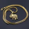 Collana con ciondolo a forma di elefante hip-hop catena cubana placcata in oro con elegante confezione regalo