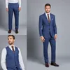 Costumes pour hommes sur mesure deux pièces à revers à revers à chèque de damier smoetedos bleu best man hom mens costumes (veste + pantalon)