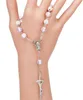 New 6MM Acrylic Beads Catholic Rosary Bracelet Women Religious Jesus Cross Crucifix Bracelet Carry mini rosary bracelet with you