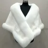 Vinter 2019 Super Big Long Fox Faux Päls Bridal Wraps Evening Dress Shawl Cloak Scarf For Female Party Prom Cocktail i Stock237D