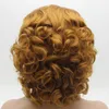 Iwona Hair Wavy Short Honey Blonde Wig 2427Rハーフハンド縛られた耐熱性合成レースフロントWIG9908150