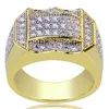 Хип-хоп медь позолоченный микро проложенный полный Циркон Шарм палец золотые кольца Bling ювелирные изделия для мужчин женщин