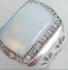 Ogromny biały ogień opal srebrny kryształowy pierścień męski rozmiar 7,8,9,10