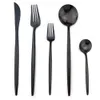 30Pcs Black Rainbow Rose Gold Dinnerware Set Top Quality из нержавеющей стали Dinner Knock Fork Teaspoon Cute Cutlery Blackware Set