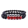 Nouveau 2 pièces/ensemble pierre naturelle perles rondes lave chakra guérison perlée bracelets porte-bonheur bijoux amoureux cadeau