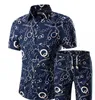 Mens blommig pintknapp cardigan tshirt shorts sets hawaiian kortärmad tees casual outfits sommar mode kostym plus storlek