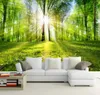 the sun shines through the forest backdrop 3d Wall Photo Mural forest Wall paper for Background Bedroom 3D Wall Mur