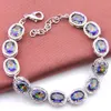 5Pcs LuckyShine Classic Amazing Fire Oval Colored Mystic Topaz Gemstone Silver Cubic Zirconia Bracelets Bangles Holiday Wedding Party