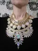 Luxury Flower Bib Crystal Halsband Boho Collar Halsband för kvinnor Kostym Smycken Julklapp 1pc 4 färger