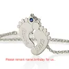 Personliga Baby Feet Pendant Halsband med Birthstones 2018 Ny ankomst Lång Birthstone Halsband Anpassad Gjord något namn YP2494