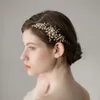 Romantische Gold Perle Braut Haarband Hochzeit Haarschmuck Kristalle Braut Haar Böhmischen Perlen Kopfschmuck Coronas de la boda CPA1429