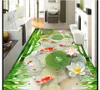 Large custom mural wallpaper HD Goldfish Pebble Bamboo Lotus Leaf Frog 3D Floor living room bedroom pvc Waterproof wear wall paper