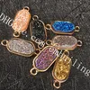 10Pcs Drusy Druzy Geode Link Connector Pendant, set castone placcato in oro, argento rivestito di titanio, blu, grigio, champagne, nero, oro, 15mmx9mm