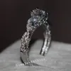 Choucong Takı Üç Taşlı Orijinal Elmas Yüzük 925 STERLING Silver Women Nişan Aly Band Ring 189p