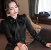 Dingaozlz Nuovo 2018 camicetta di chiffon con cuciture a fiocco elegante camicia di chiffon a maniche lunghe femminile moda csaual abbigliamento donna top1