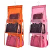 6 pocket hängande handväska arrangör för garderob garderob transparent förvaring väska dörrvägg klart diverse sko väska med hängare
