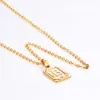 Kpop Letter A Necklace Unisex Jewelry Gold Silver Color Rostfritt stål Square Initial Alpabet Pendant Halsband A till Z P3490272C