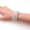 Clair mariée blanc strass perles extensible chaîne Vintage bal mariage fête Bracelets bijoux de mariée accessoires une pièce