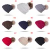 Women Beanies Autumn Winter Knitted Skullies Casual Outdoor Hat Solid Ribbed Beanie with Pom 9 Colors OOA2717