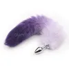 Anal Leksaker Fluffy Lila Fur Fox Tail Plug Cosplay Animal Pet Pet Tails Steel Head Rollspel # G94