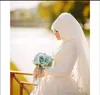 Saudi Árabe Dubai Médio Oriente Muçulmano Laço Vestidos de Noiva Vestidos de Novia Pescoço Alto Mangas Longos Appliques Vintage Nupcial Vestidos De Casamento